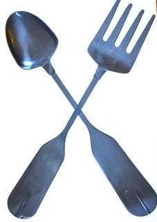 Pottery Barn Large Fork and Spoon Metal  Wall Art Decor.  Each measure 48" tall.