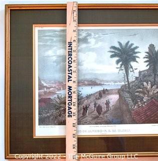 Set of Three (3) Framed Under Glass Colored Lithographs of Brazil by V. Adam & Engraved by Engelmann, c 1823. Each measure 15" x 19".