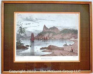 Set of Three (3) Framed Under Glass Colored Lithographs of Brazil by V. Adam & Engraved by Engelmann, c 1823. Each measure 15" x 19".