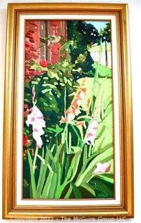 Framed Original Oil on Canvas of Gladiolas Signed by Artist Jeri Watson.  It measures 16" x 28".