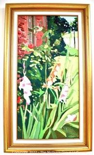 Framed Original Oil on Canvas of Gladiolas Signed by Artist Jeri Watson.  It measures 16" x 28".