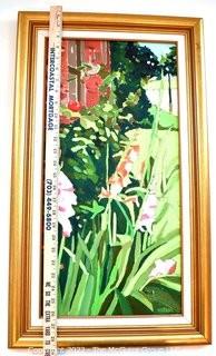 Framed Original Oil on Canvas of Gladiolas Signed by Artist Jeri Watson.  It measures 16" x 28".