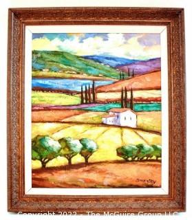 Framed Original Oil On Canvas Signed by Artist Slava Brodinsky with Certificate of Authenticity.  Measures 24” x 29”.  