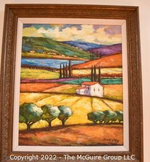 Framed Original Oil On Canvas Signed by Artist Slava Brodinsky with Certificate of Authenticity.  Measures 24” x 29”.  