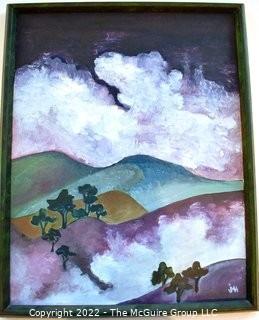 Framed Original Oil on Canvas of Stormy Hillside Signed by Artist.  Measures 15" x 19".