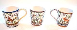 Three (3) Estrella De Conimbriga Portugal Hand Painted Mugs.