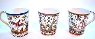 Three (3) Estrella De Conimbriga Portugal Hand Painted Mugs.