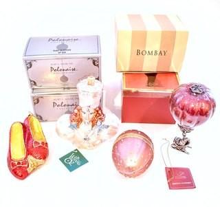 Group of New in Box Hand Blown Christmas Ornaments Made by Lenox, Kurt Adler's Polonaise and Bombay Co.
