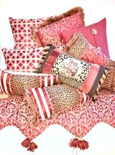 Group of Custom Made Accent Pillows with Quilted Table Runner.