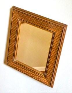 Basket Weave Style Resin Wall Mirror.  Measures 12" x 14".