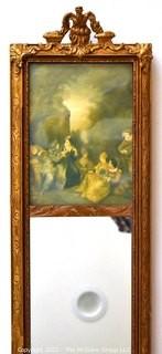 Early 19th Century Louis XVI Style Gilt Trumeau Mirror.  Measures 30" tall.