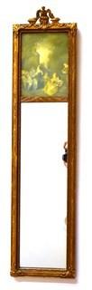 Early 19th Century Louis XVI Style Gilt Trumeau Mirror.  Measures 30" tall.