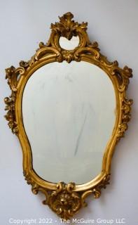 18th Century Rococo Style Carved Gilt Mirror.  Measures 18" x 28".