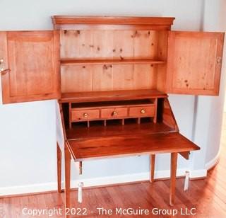 Antique Pine Primitive Slant Drop Front Secretary on Legs with Hutch.  One Piece.  Measures 43" w x 70" T.