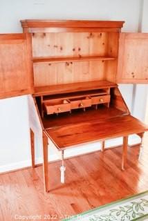 Antique Pine Primitive Slant Drop Front Secretary on Legs with Hutch.  One Piece.  Measures 43" w x 70" T.