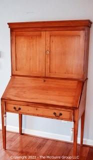 Antique Pine Primitive Slant Drop Front Secretary on Legs with Hutch.  One Piece.  Measures 43" w x 70" T.