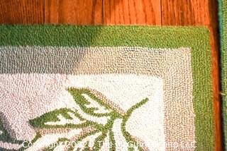 Two (2) Safavieh Wool Hand Hooked Area Rugs in White  & Green Chelsea Lattice Pattern..  Smaller rug measures 62" x 98". {Description altered 2-24-22 @ 9:44am ET}