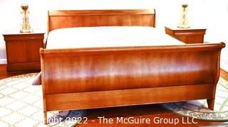 King Sleigh Bed with Two (2) Matching Night Tables made by Grange of Montreal in Cherry Wood.  Does not include Table Lamps.  