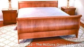 King Sleigh Bed with Two (2) Matching Night Tables made by Grange of Montreal in Cherry Wood.  Does not include Table Lamps.  