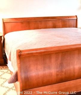 King Sleigh Bed with Two (2) Matching Night Tables made by Grange of Montreal in Cherry Wood.  Does not include Table Lamps.  