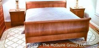 King Sleigh Bed with Two (2) Matching Night Tables made by Grange of Montreal in Cherry Wood.  Does not include Table Lamps.  