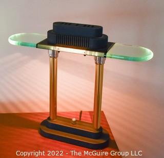 Modern Desk Lamp with Glass Shade. 15" T x 18" W,.