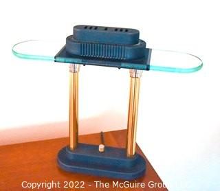 Modern Desk Lamp with Glass Shade. 15" T x 18" W,.