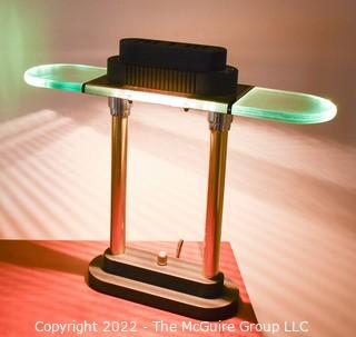 Modern Desk Lamp with Glass Shade. 15" T x 18" W,.