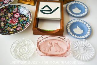 Collection Including Wedgwood Pin Dishes, Corbel Shaped Bookends & Shallow Ceramic Bowls.