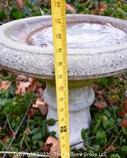 Cement Garden Pedestal Birdbath. 16" in diameter and 19" tall. 