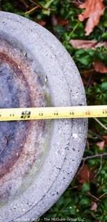 Cement Garden Pedestal Birdbath. 16" in diameter and 19" tall. 