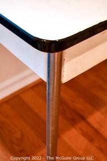 Vintage Mid Century White Enamel Top "Geer" Work Table with Chrome Legs.  Measures 40" x 25" x 30".