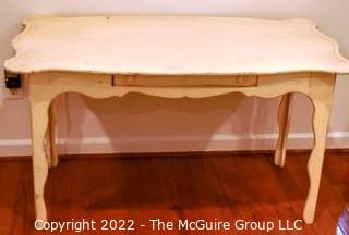 White French Provincial Painted Desk with One Drawer.  Measures 28D" x 29T" x 53W".