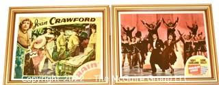 Two (2) Framed Under Glass Original Lobby Cards - Summer Stock & Rain - with Sheet Music. 