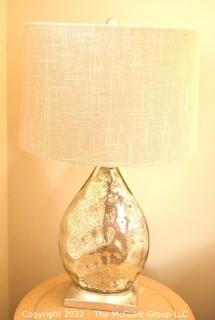 Pair of Antiqued Mercury Table Lamps with Shades. 