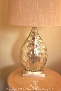 Pair of Antiqued Mercury Table Lamps with Shades. 