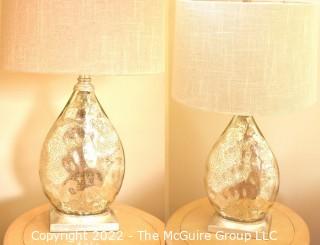 Pair of Antiqued Mercury Table Lamps with Shades. 