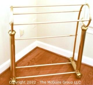 Vintage Floor Standing Brass Towel Rack 