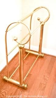 Vintage Floor Standing Brass Towel Rack 