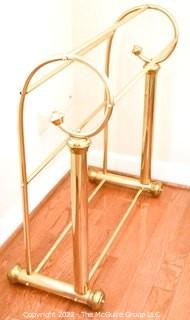 Vintage Floor Standing Brass Towel Rack 