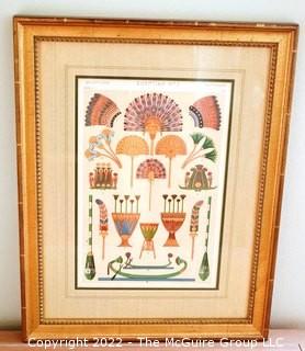 Two (2) Framed Under Glass Colored Lithographs - Egyptian No 2 & No 4 -  Original Plates From “The Grammar Of Ornament” By Owen Jones (1809 - 68). Each Measure 15” X 20"