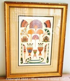 Two (2) Framed Under Glass Colored Lithographs - Egyptian No 2 & No 4 -  Original Plates From “The Grammar Of Ornament” By Owen Jones (1809 - 68). Each Measure 15” X 20"