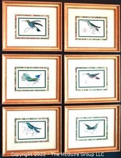 Six (6) Framed Under Glass Hand Colored Engravings of Humming Birds by William Lizars.  Each 12” X 14".