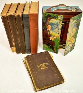 Group of Vintage Books Including Svend Jensen of Denmark Mini Book Set of Hans Christian Andersen Fairy Tales.