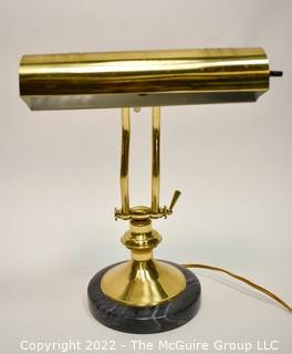 Antique Brass With Marble Piano Desk Lamp.