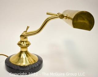 Antique Brass With Marble Piano Desk Lamp.