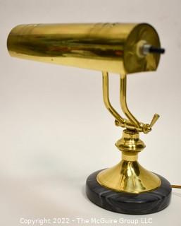 Antique Brass With Marble Piano Desk Lamp.