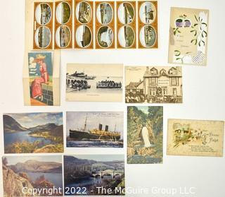 Group of Vintage Postcards Including Fold Out Seaside Girl.