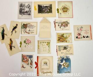 Collection of Vintage Greeting Cards Including Postcards Made with Real Feathers. 
