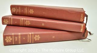 Three (3) Red Vintage Leather Bound Shakespeare Books
